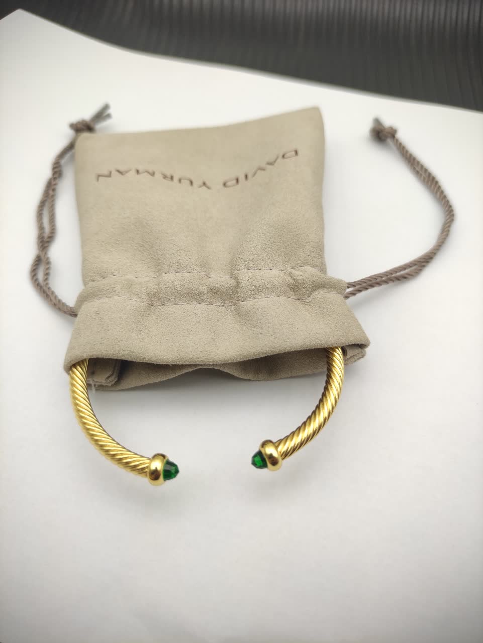 David Yurman Dolce & Gabbana Gold Tone Emerald Crystal Snake Bracelet
